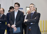  Robert Forestell, a mechanical engineering undergraduate student at McGill university, accompanied by Thierry Vandal, President and CEO of Hydro-Québec .
