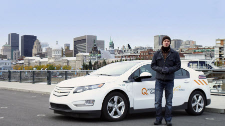 Testimonials from three electric vehicle users and a Hydro-Québec expert.
