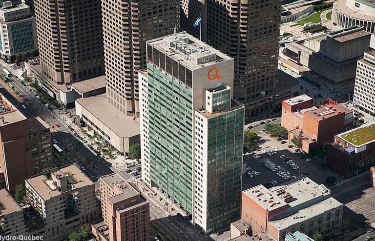 Aerial view of Hydro‑Québec's head office – Édifice Jean-Lesage in Montréal