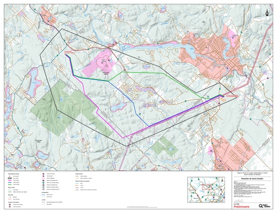 Carte des tracés à l'étude